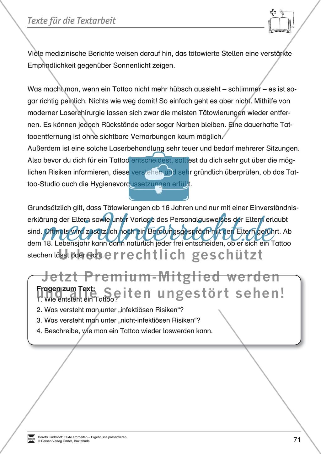 Textbeispiele für die Textarbeit mit Fragen Preview 9