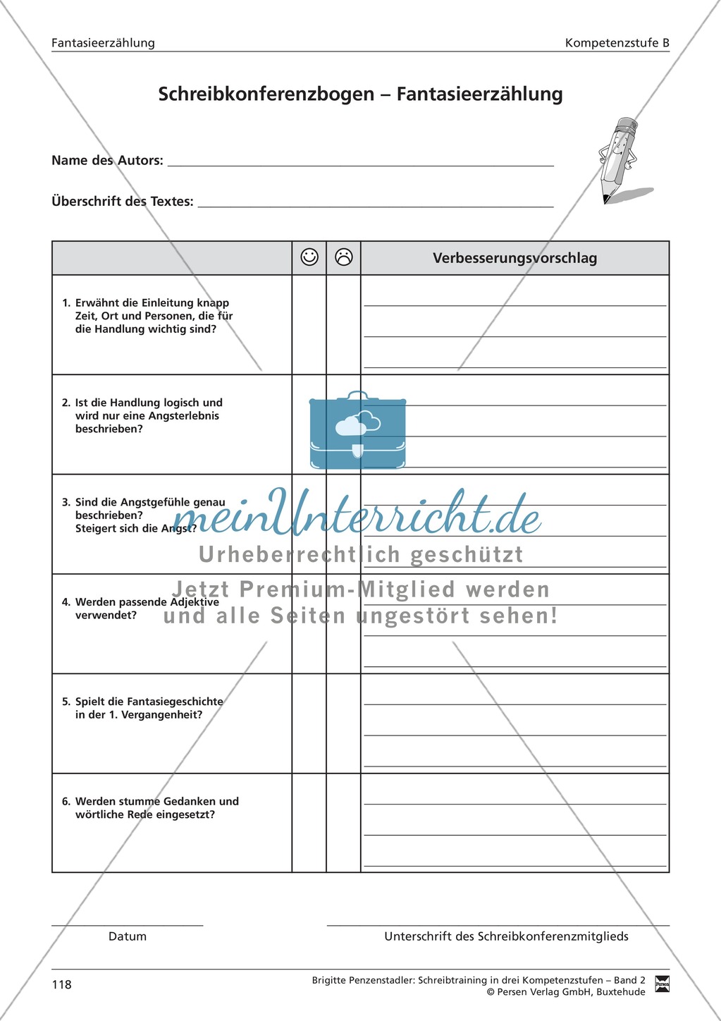 Schreibtraining Fantasieerzählung: Kompetenzstufe B: Arbeitsblätter mit Lösungen Preview 11