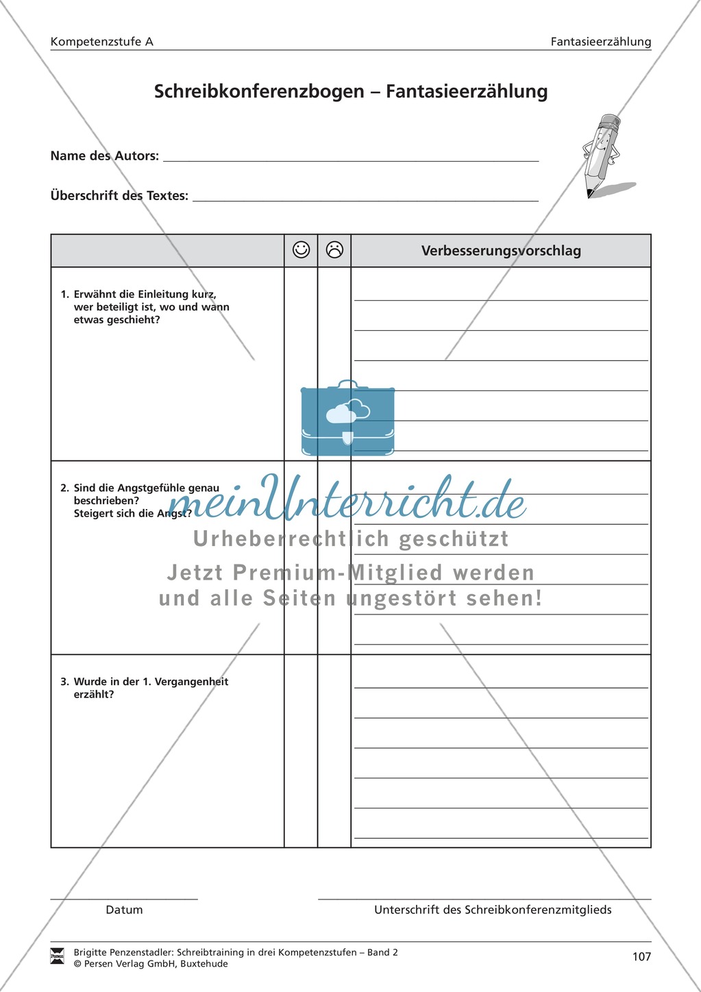 Schreibtraining Fantasieerzählung: Kompetenzstufe A: Arbeitsblätter mit Lösungen Preview 16