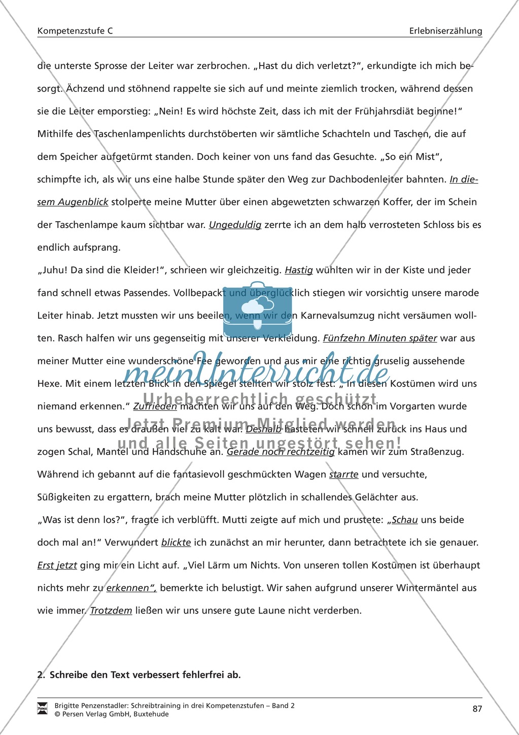 Schreibtraining Erlebniserzählung: Kompetenzstufe C: Arbeitsblätter mit Lösungen Preview 10