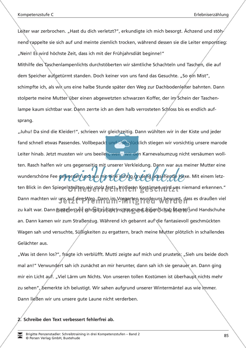 Schreibtraining Erlebniserzählung: Kompetenzstufe C: Arbeitsblätter mit Lösungen Preview 8