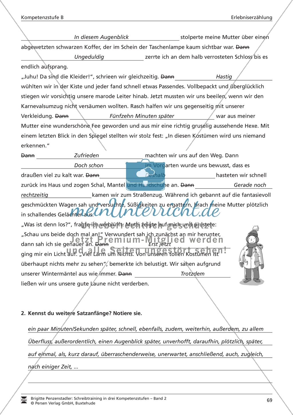 Schreibtraining Erlebniserzählung: Kompetenzstufe B: Arbeitsblätter mit Lösungen Preview 10