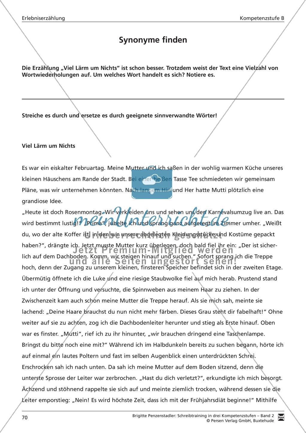Schreibtraining Erlebniserzählung: Kompetenzstufe B: Arbeitsblätter mit Lösungen Preview 11