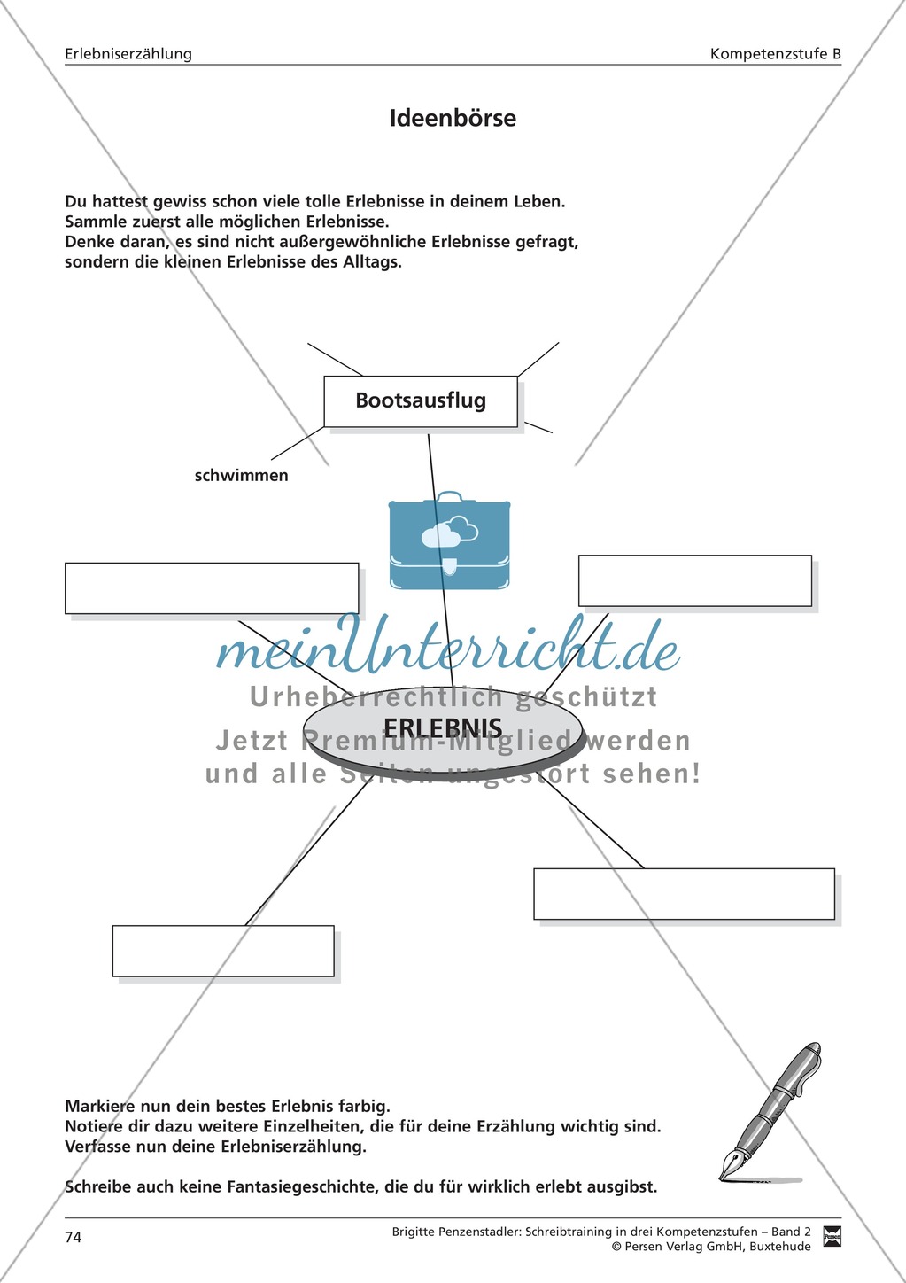 Schreibtraining Erlebniserzählung: Kompetenzstufe B: Arbeitsblätter mit Lösungen Preview 15