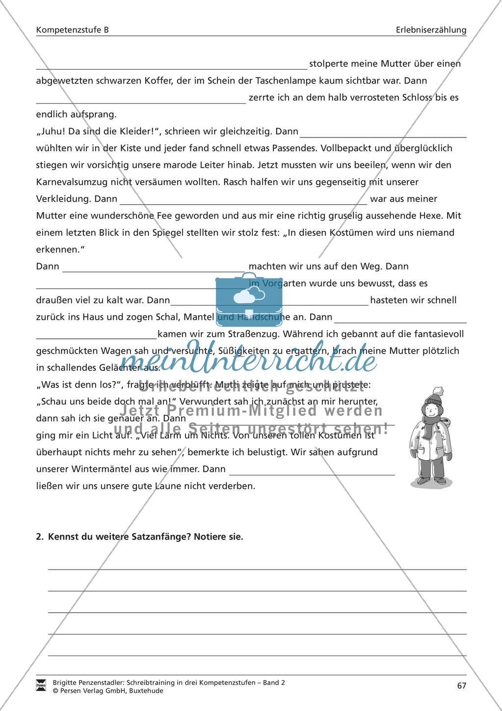 Schreibtraining Erlebniserzählung: Kompetenzstufe B: Arbeitsblätter mit Lösungen Preview 8