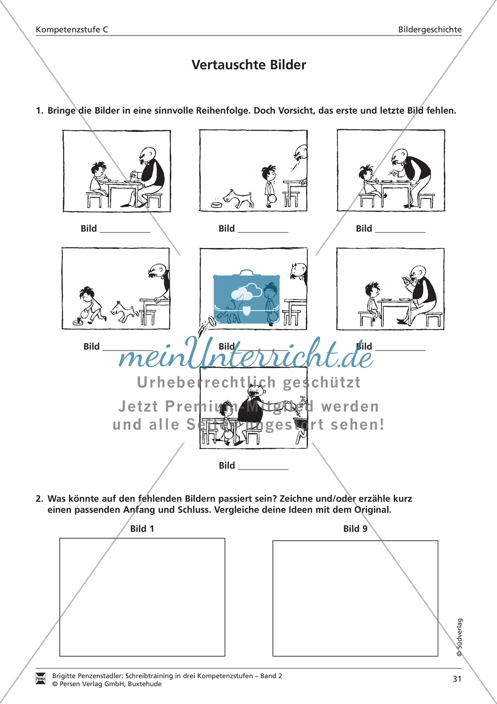Schreibtraining Bildergeschichte: Kompetenzstufe C: Arbeitsblätter mit Lösungen Preview 1