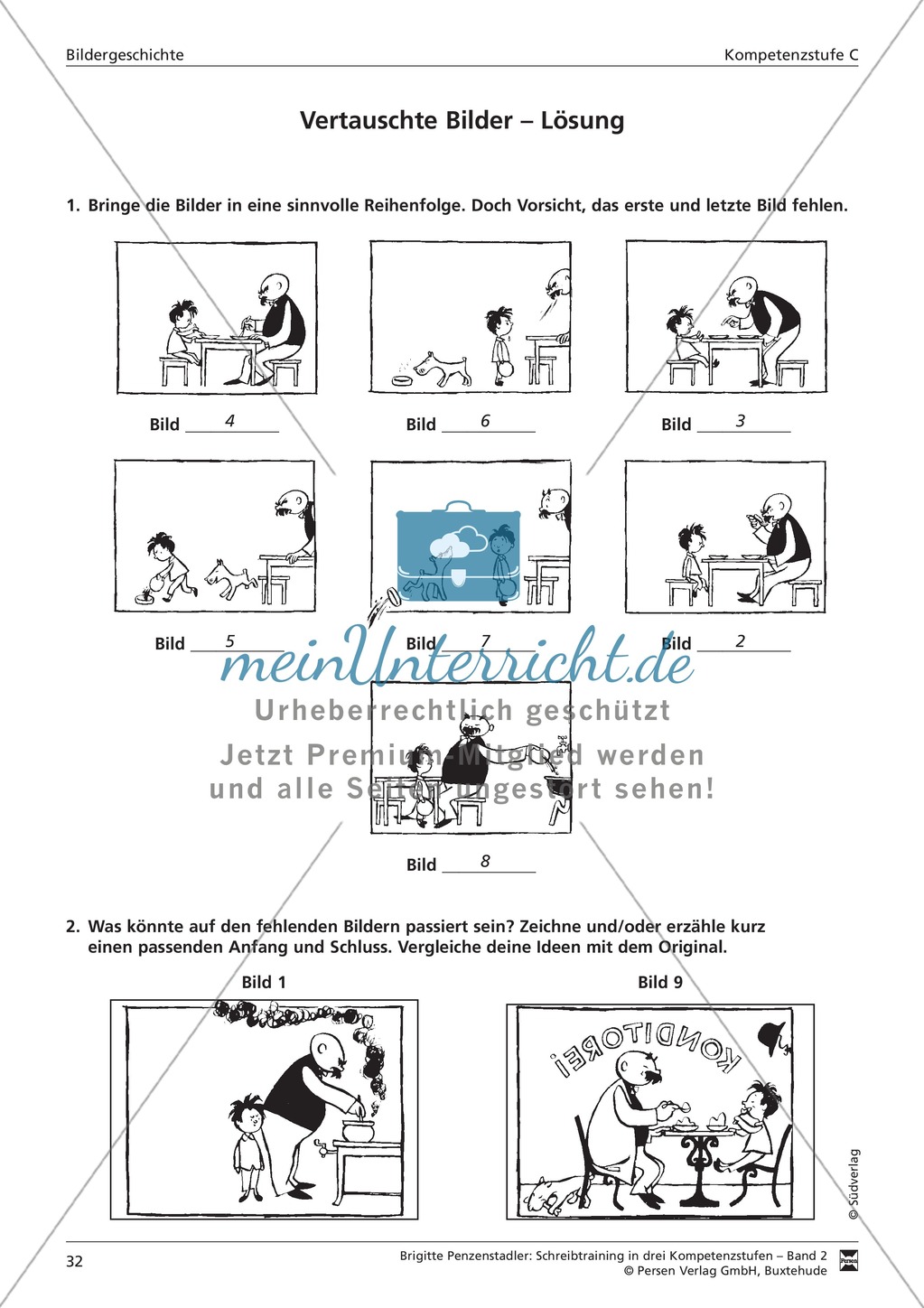 Schreibtraining Bildergeschichte: Kompetenzstufe C: Arbeitsblätter mit Lösungen Preview 2