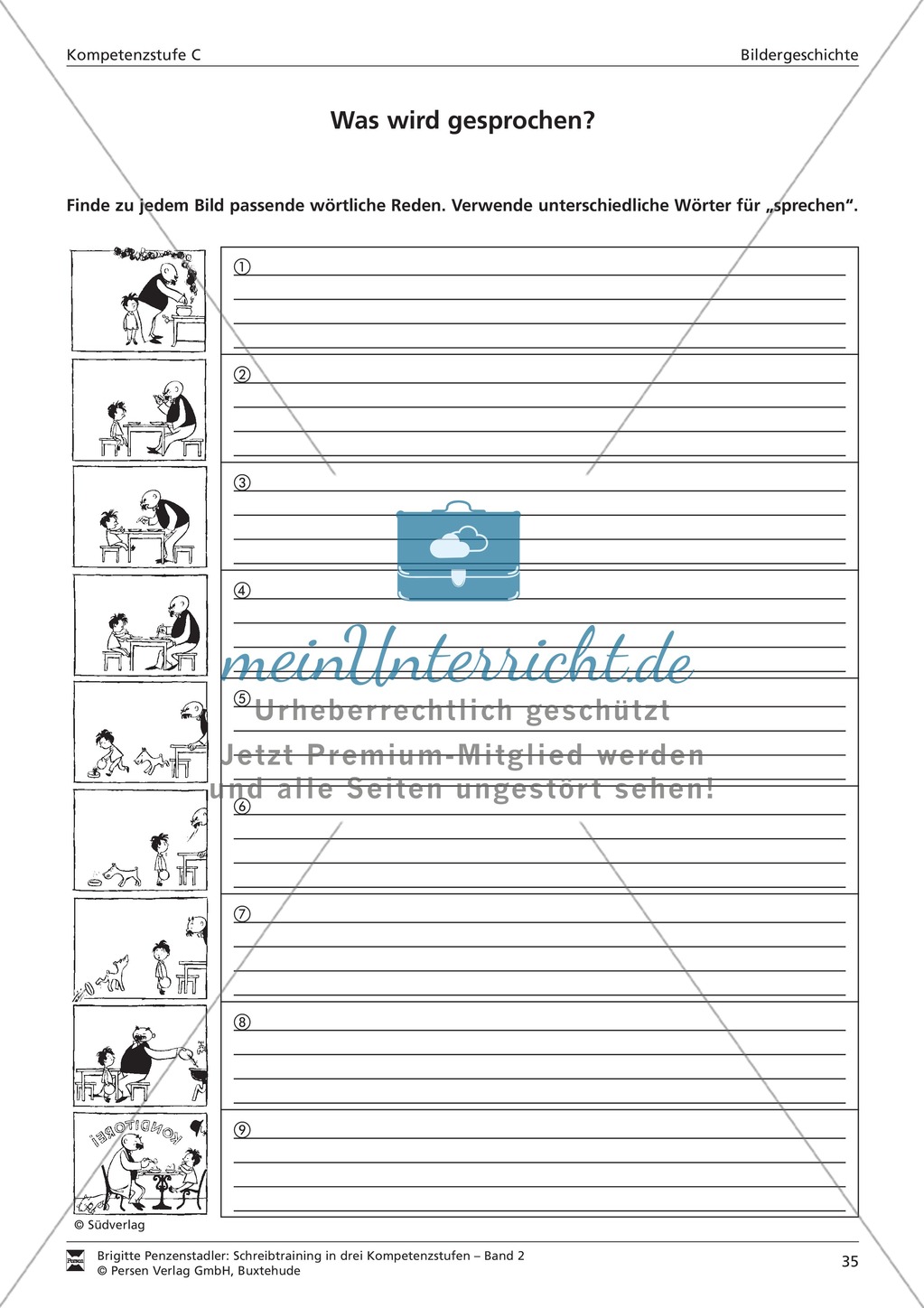Schreibtraining Bildergeschichte: Kompetenzstufe C: Arbeitsblätter mit Lösungen Preview 5