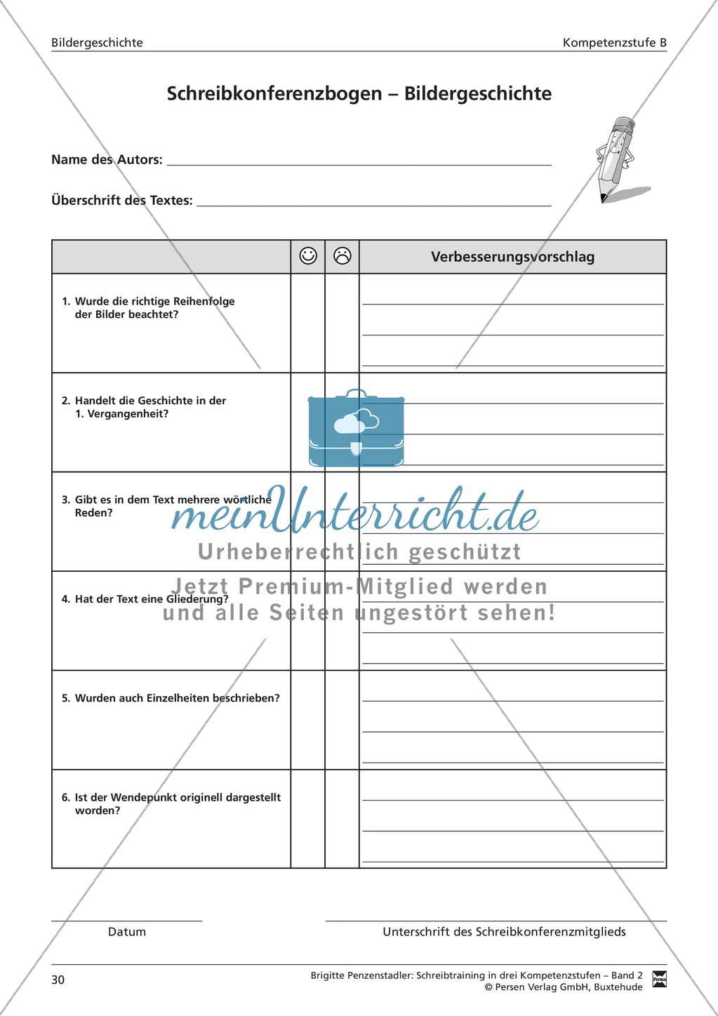Schreibtraining Bildergeschichte: Kompetenzstufe B: Arbeitsblätter mit Lösungen Preview 11