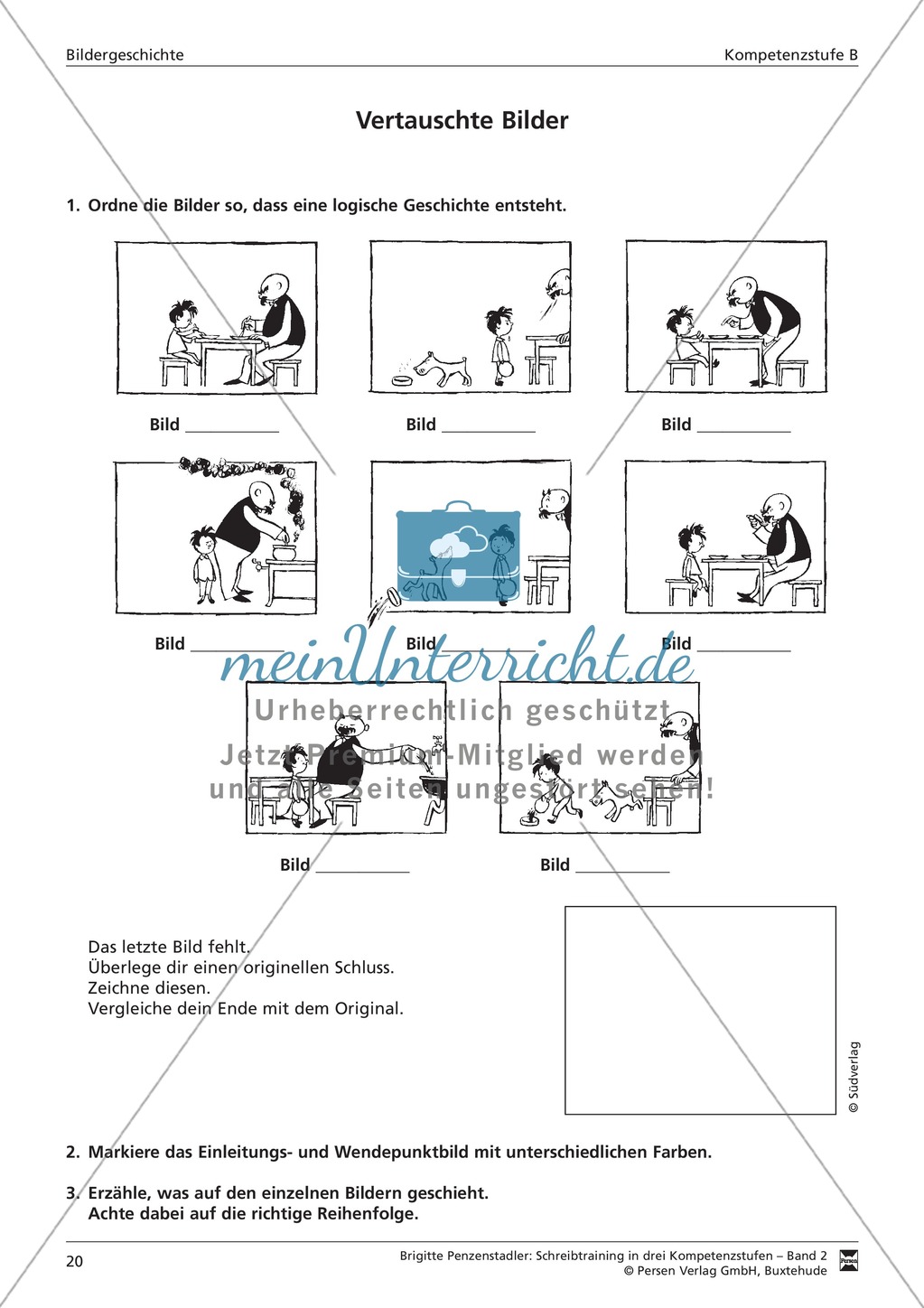 Schreibtraining Bildergeschichte: Kompetenzstufe B: Arbeitsblätter mit Lösungen Preview 1