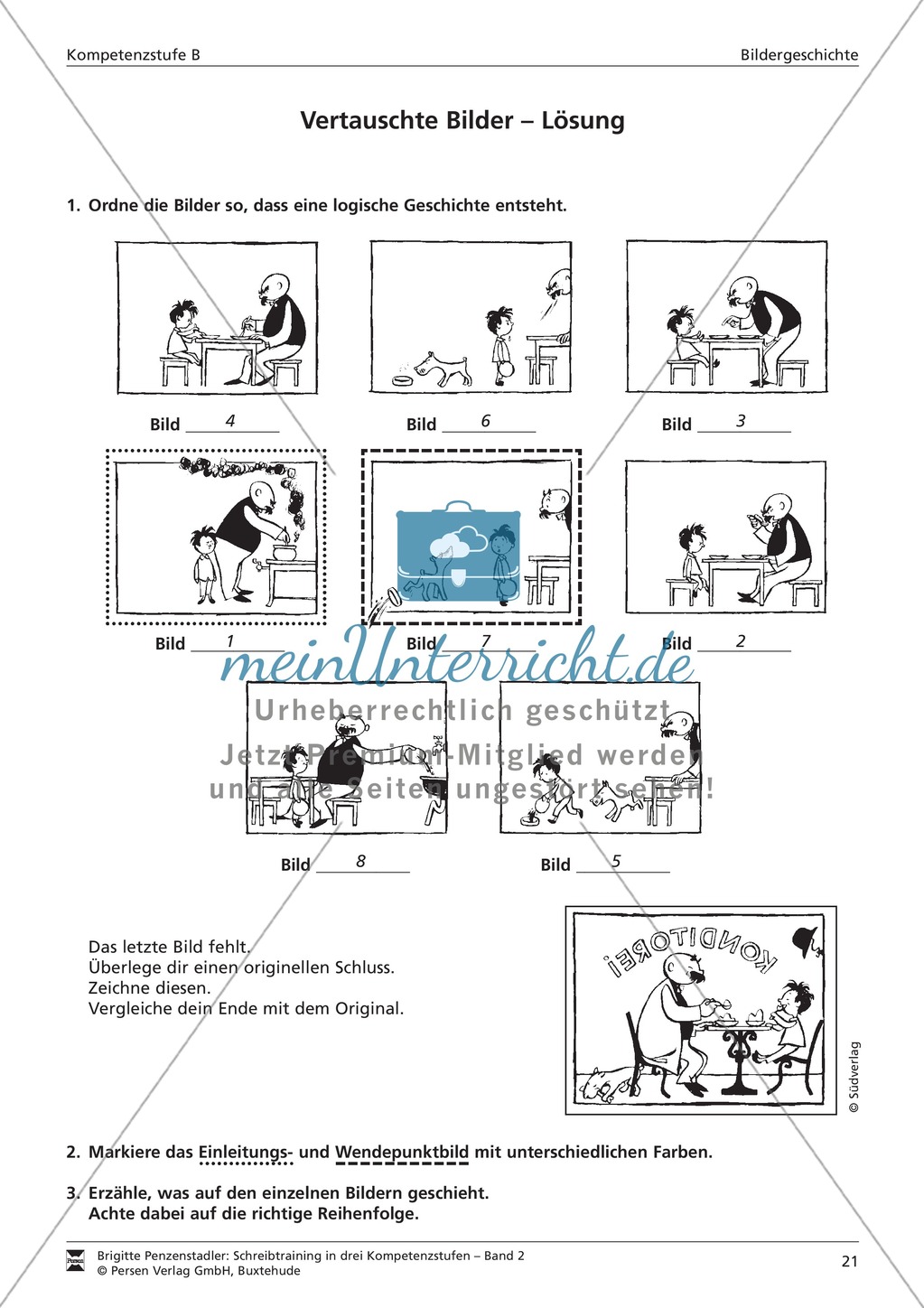Schreibtraining Bildergeschichte: Kompetenzstufe B: Arbeitsblätter mit Lösungen Preview 2