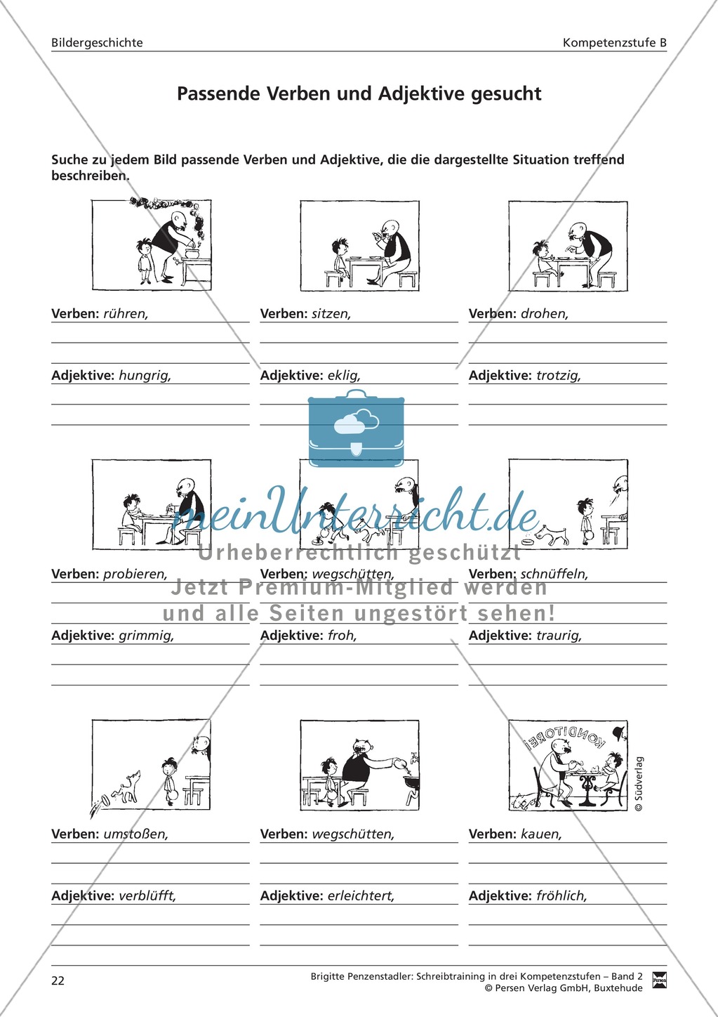 Schreibtraining Bildergeschichte: Kompetenzstufe B: Arbeitsblätter mit Lösungen Preview 3