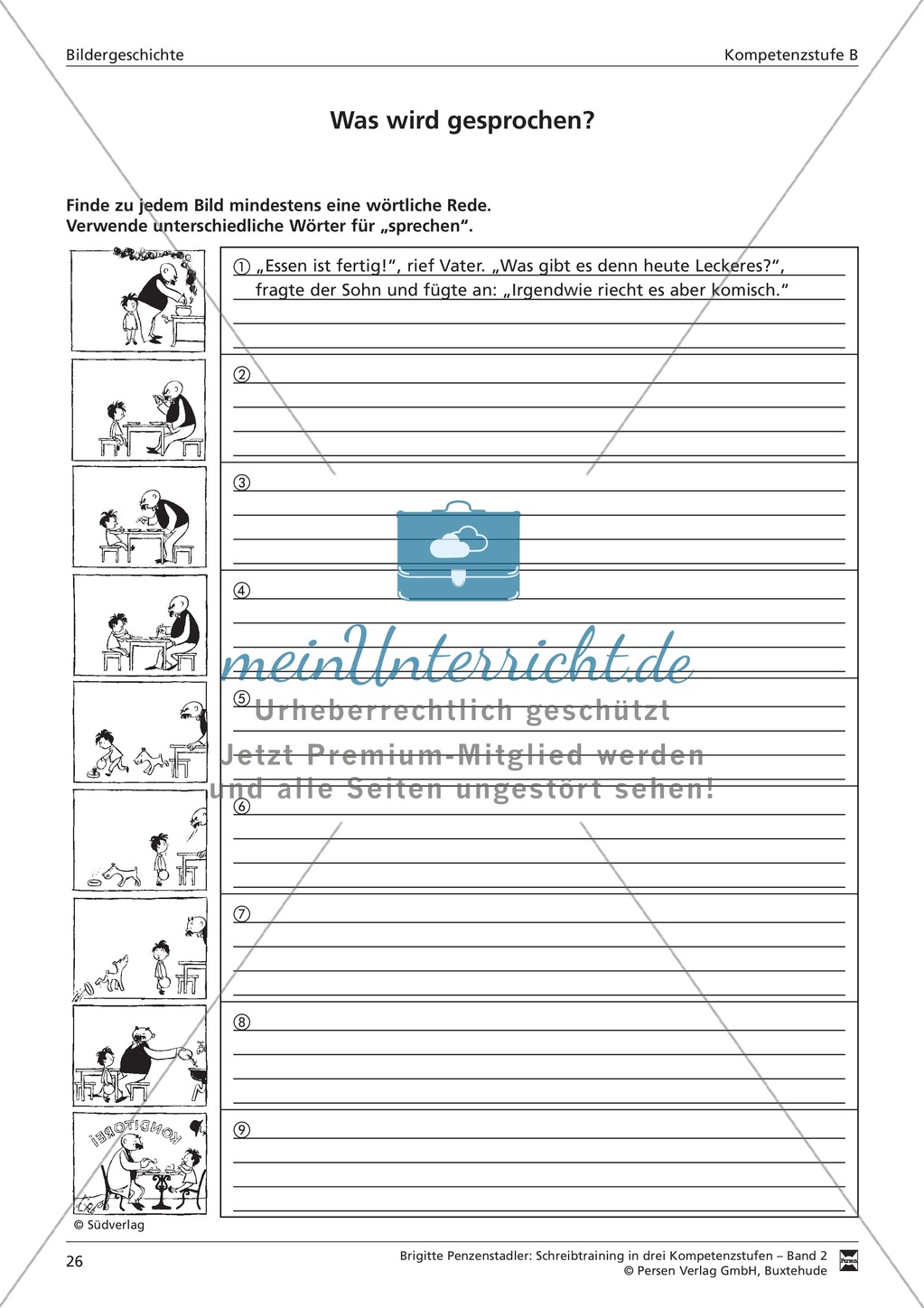 Schreibtraining Bildergeschichte: Kompetenzstufe B: Arbeitsblätter mit Lösungen Preview 7