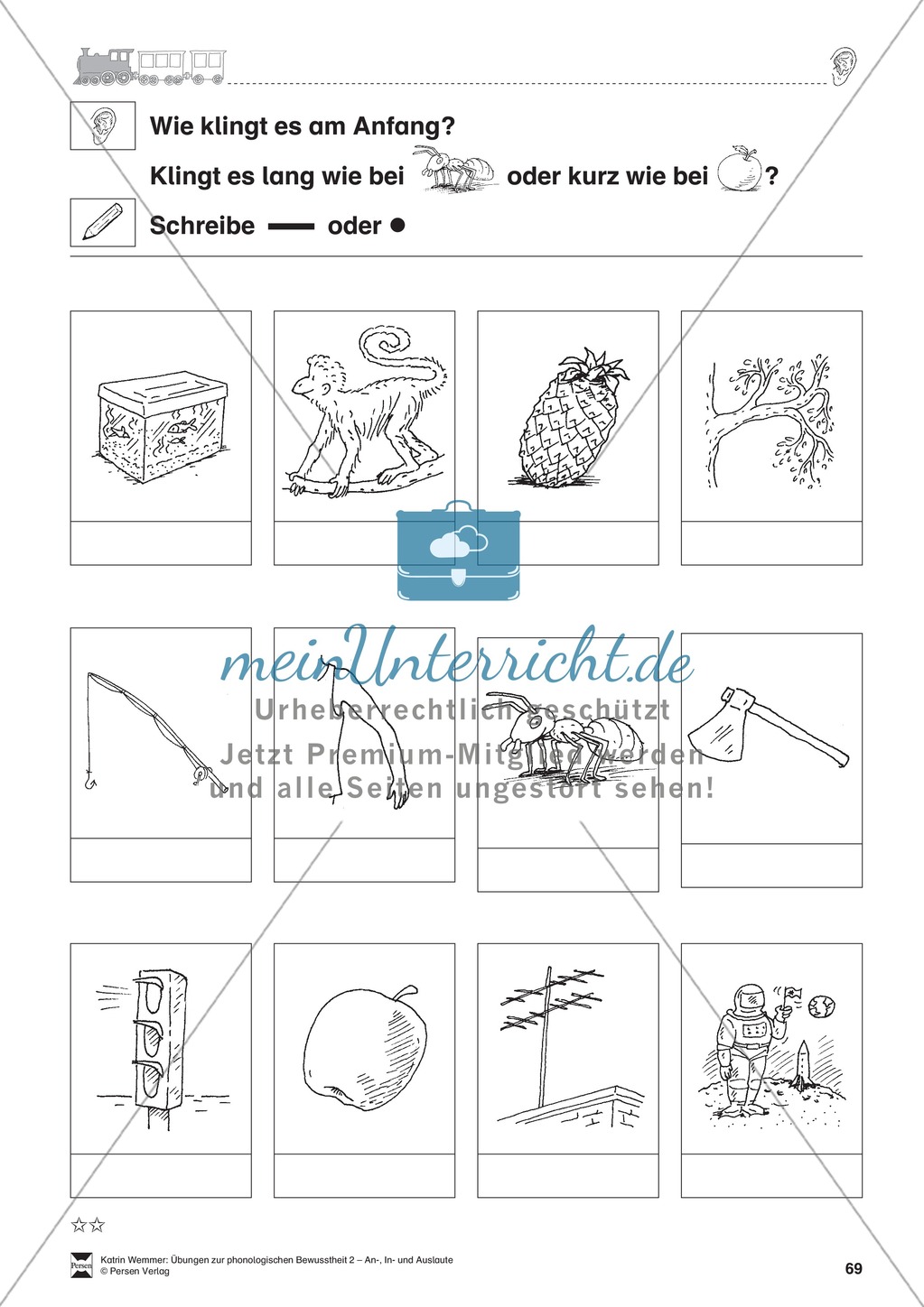 Vokallänge im Anlaut: Übungsblätter Preview 1
