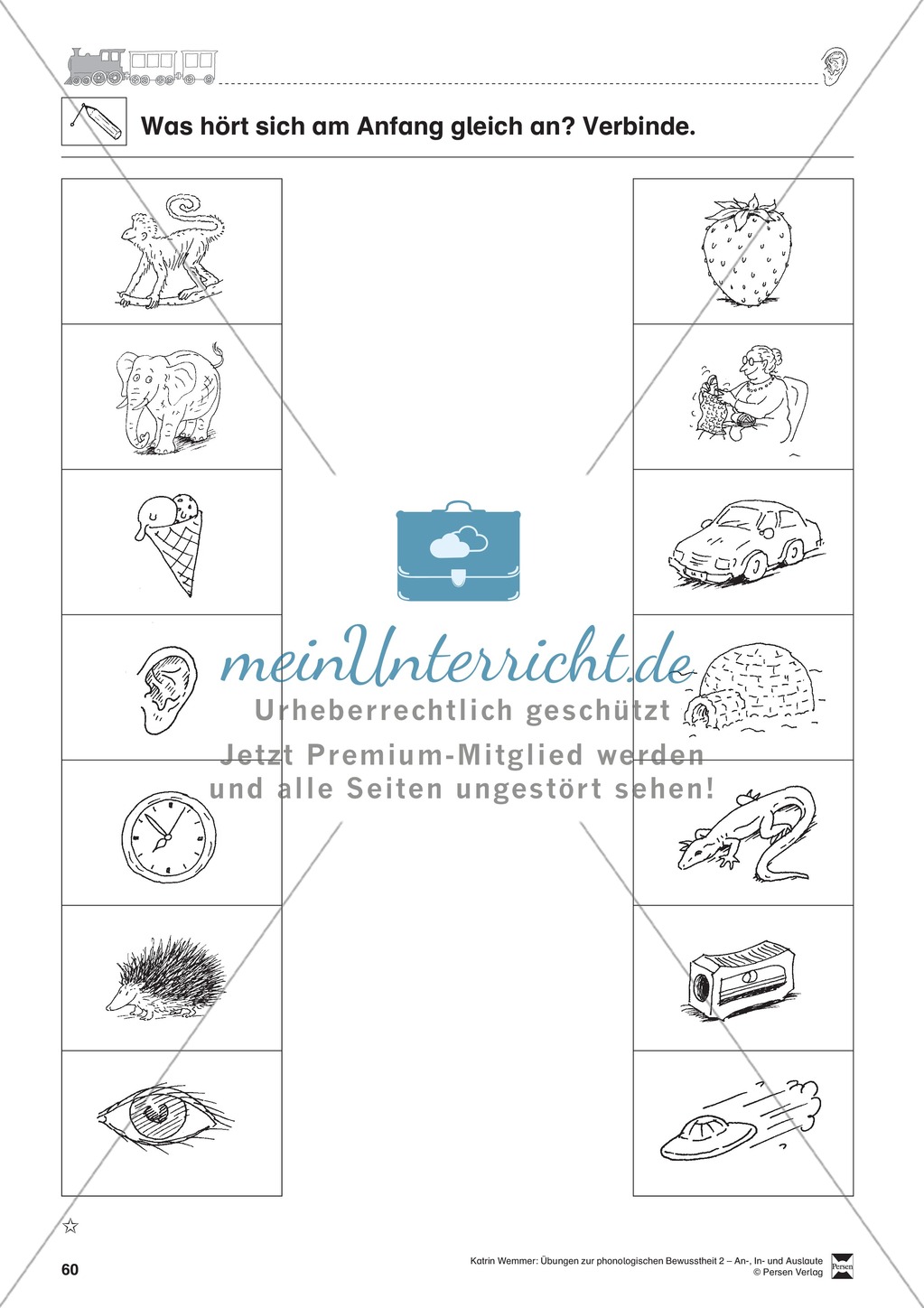 Anlaute Vokale: Verbinden: Übungsblätter Preview 2