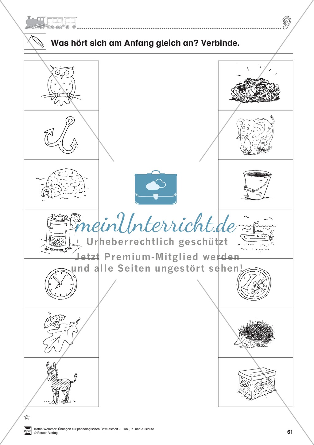 Anlaute Vokale: Verbinden: Übungsblätter Preview 3