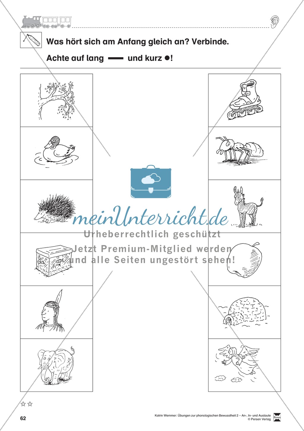 Anlaute Vokale: Verbinden: Übungsblätter Preview 4