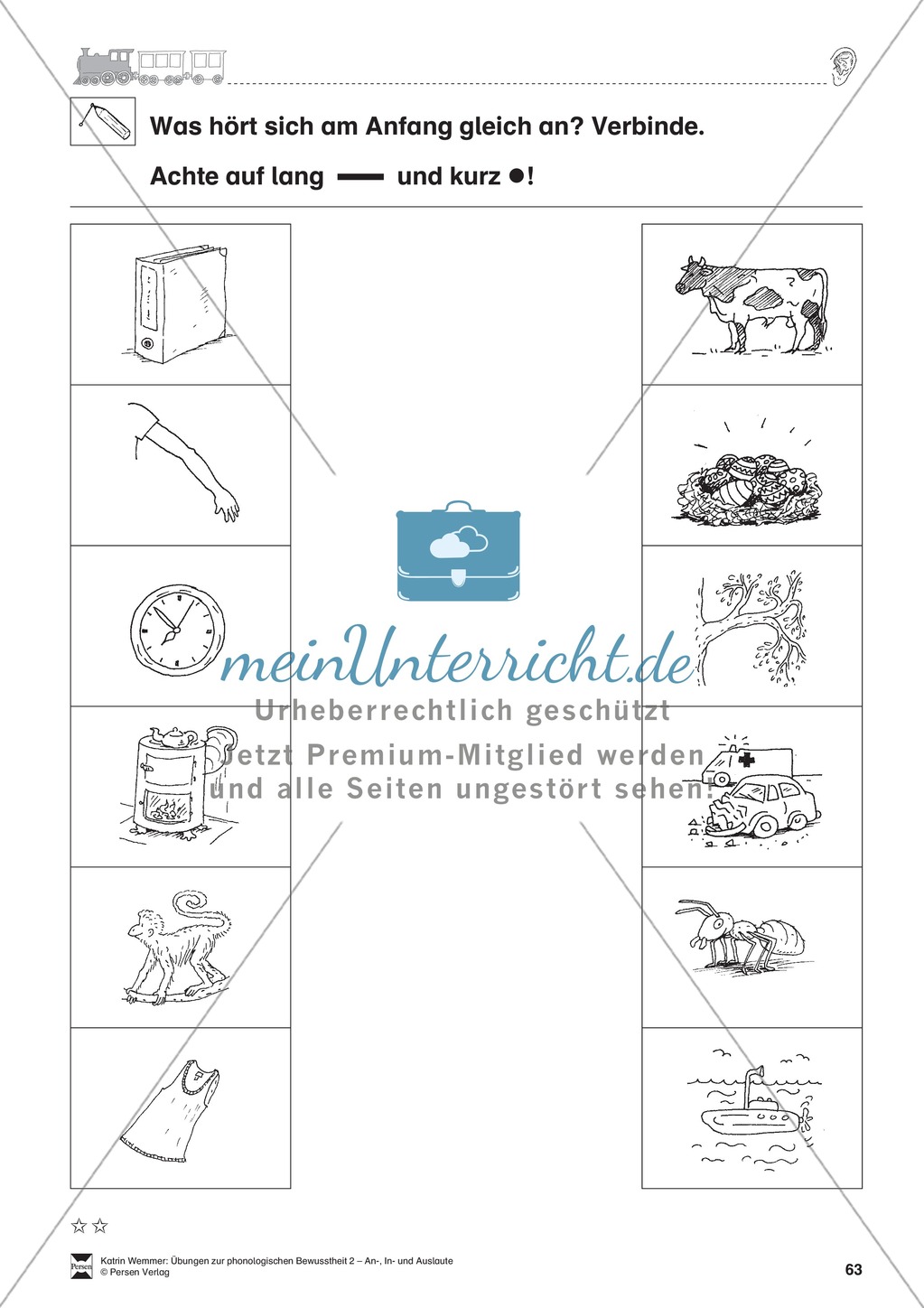 Anlaute Vokale: Verbinden: Übungsblätter Preview 5