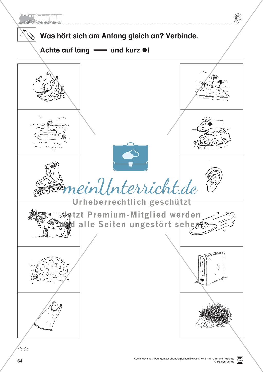Anlaute Vokale: Verbinden: Übungsblätter Preview 6