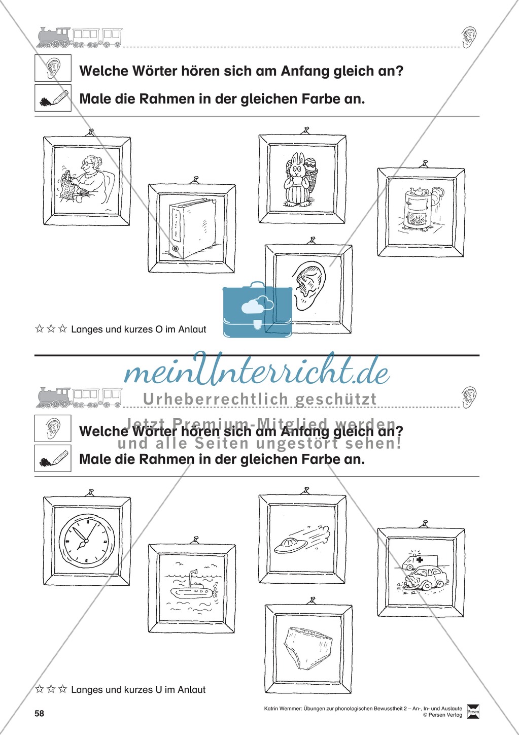 Anlaute Vokale: Rahmen ausmalen: Übungsblätter Preview 10