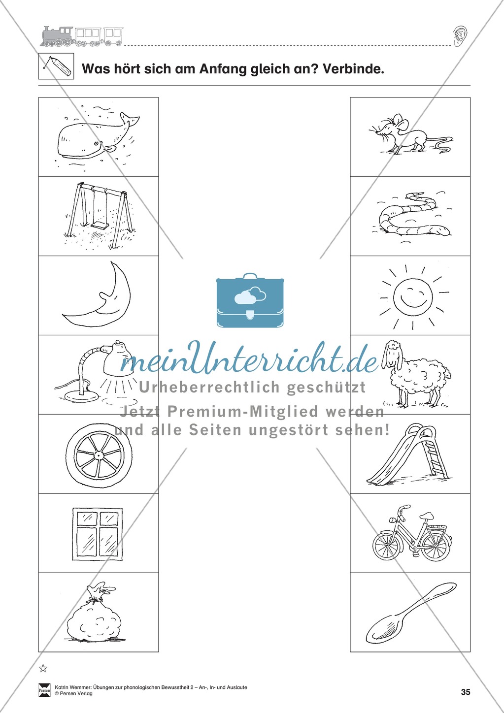 Anlaute Konsonanten: Verbinden: Übungsblätter Preview 1