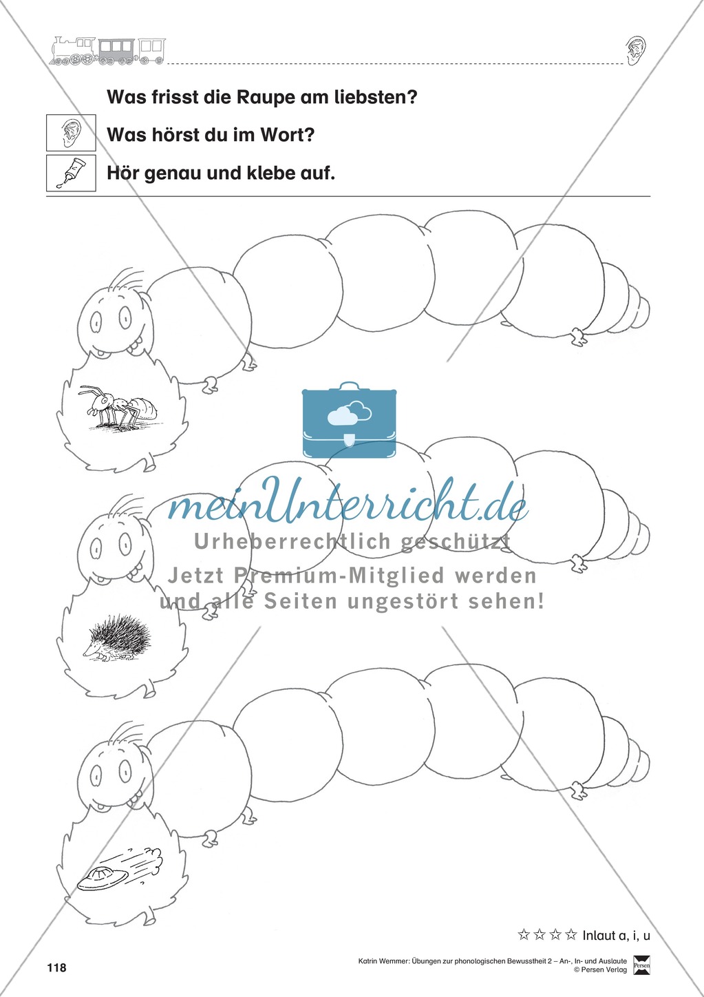 Inlaute Vokale: Schneiden und Kleben: Übungsblätter vier Vokale Preview 1