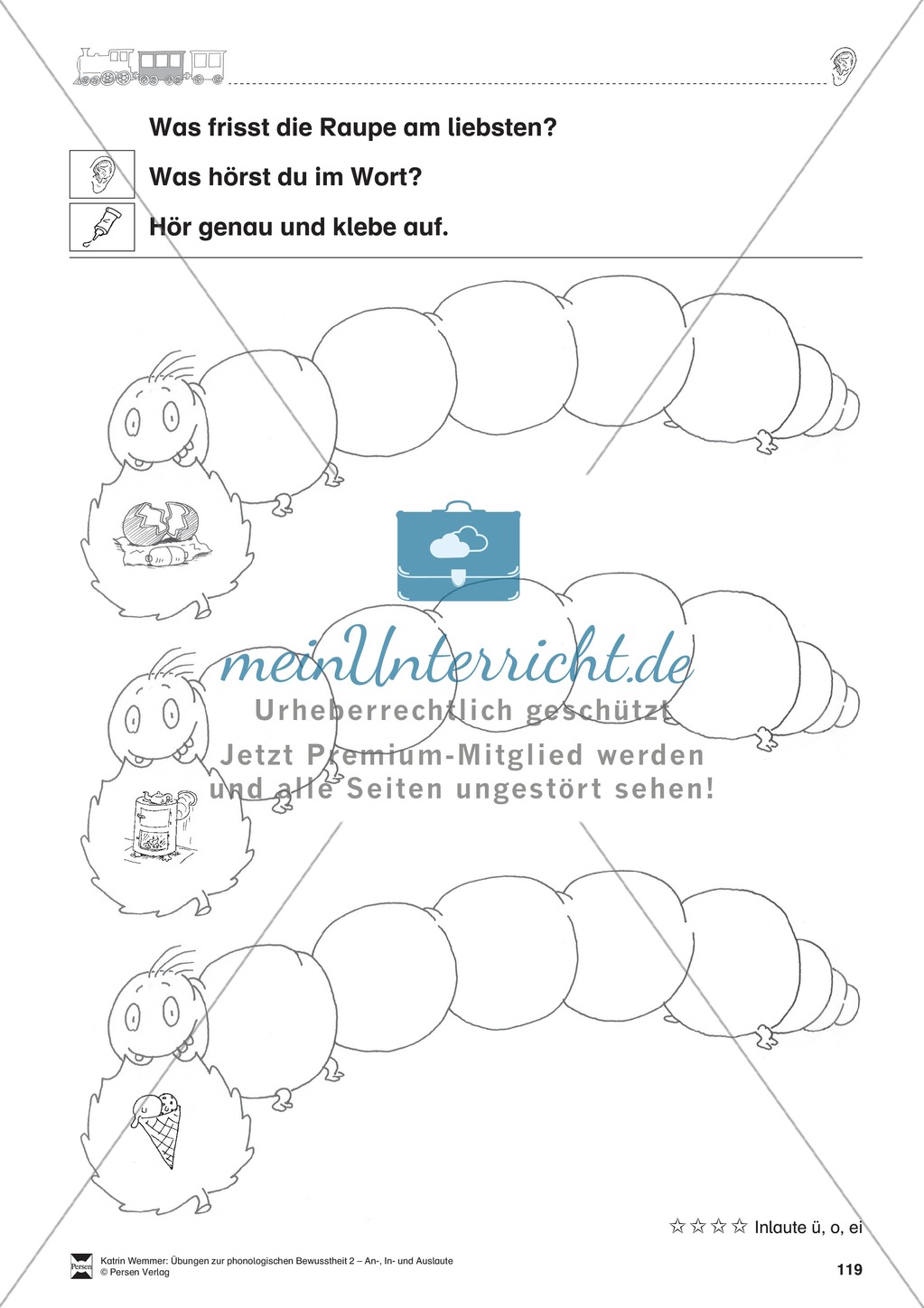 Inlaute Vokale: Schneiden und Kleben: Übungsblätter vier Vokale Preview 2
