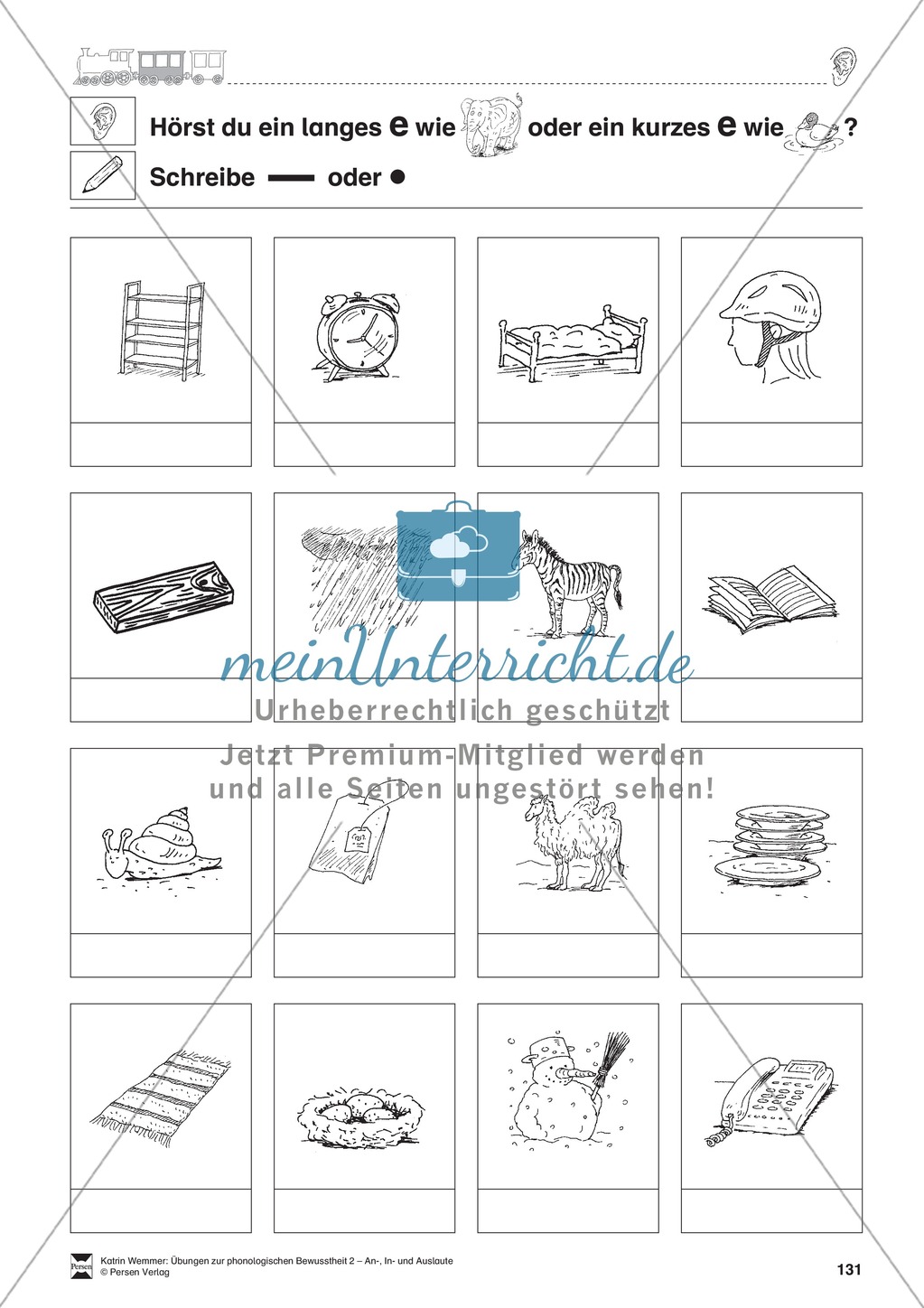 Vokallänge im Inlaut: Übungsblätter Preview 2