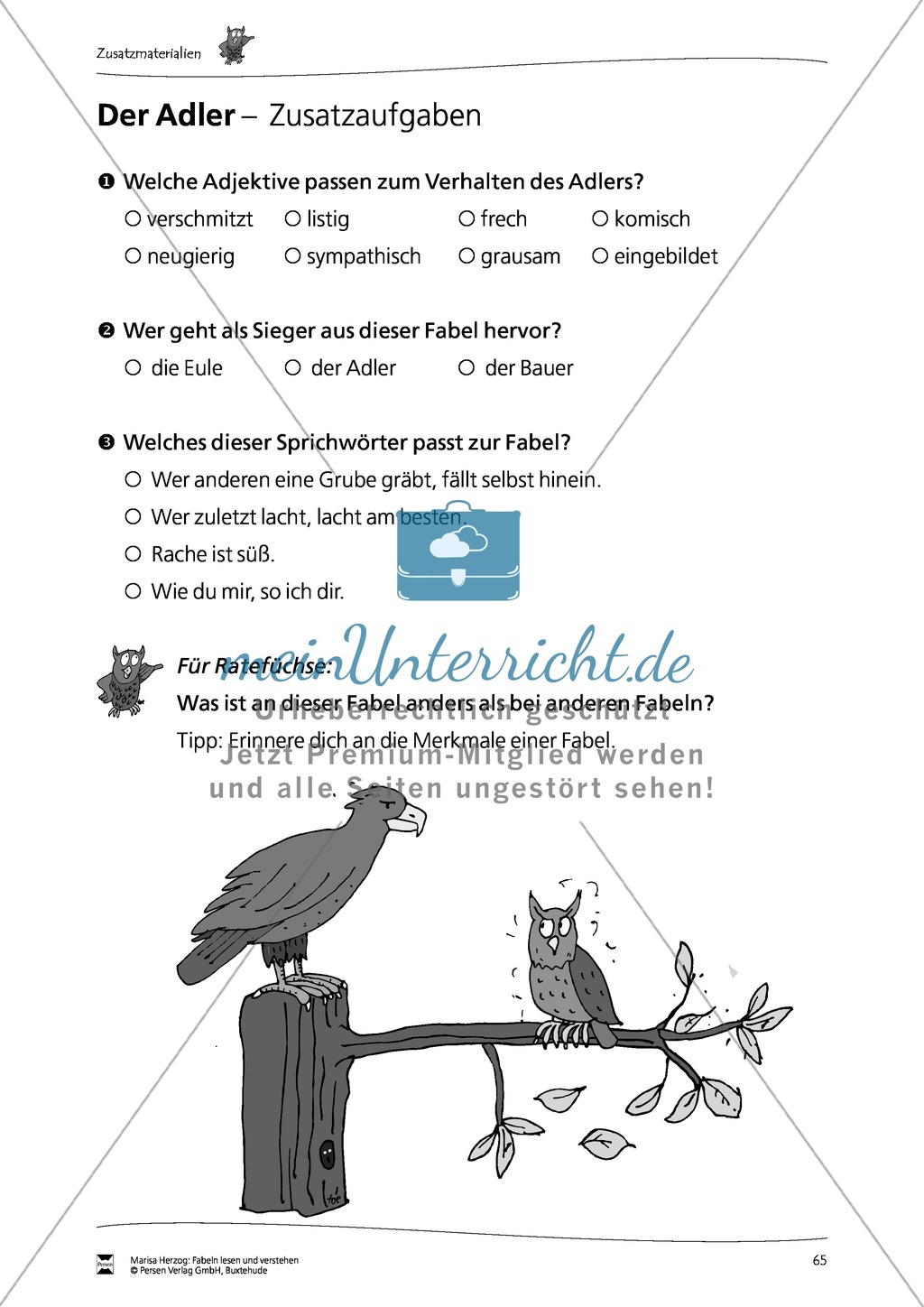 Fabeltier Adler: Übungen Preview 1