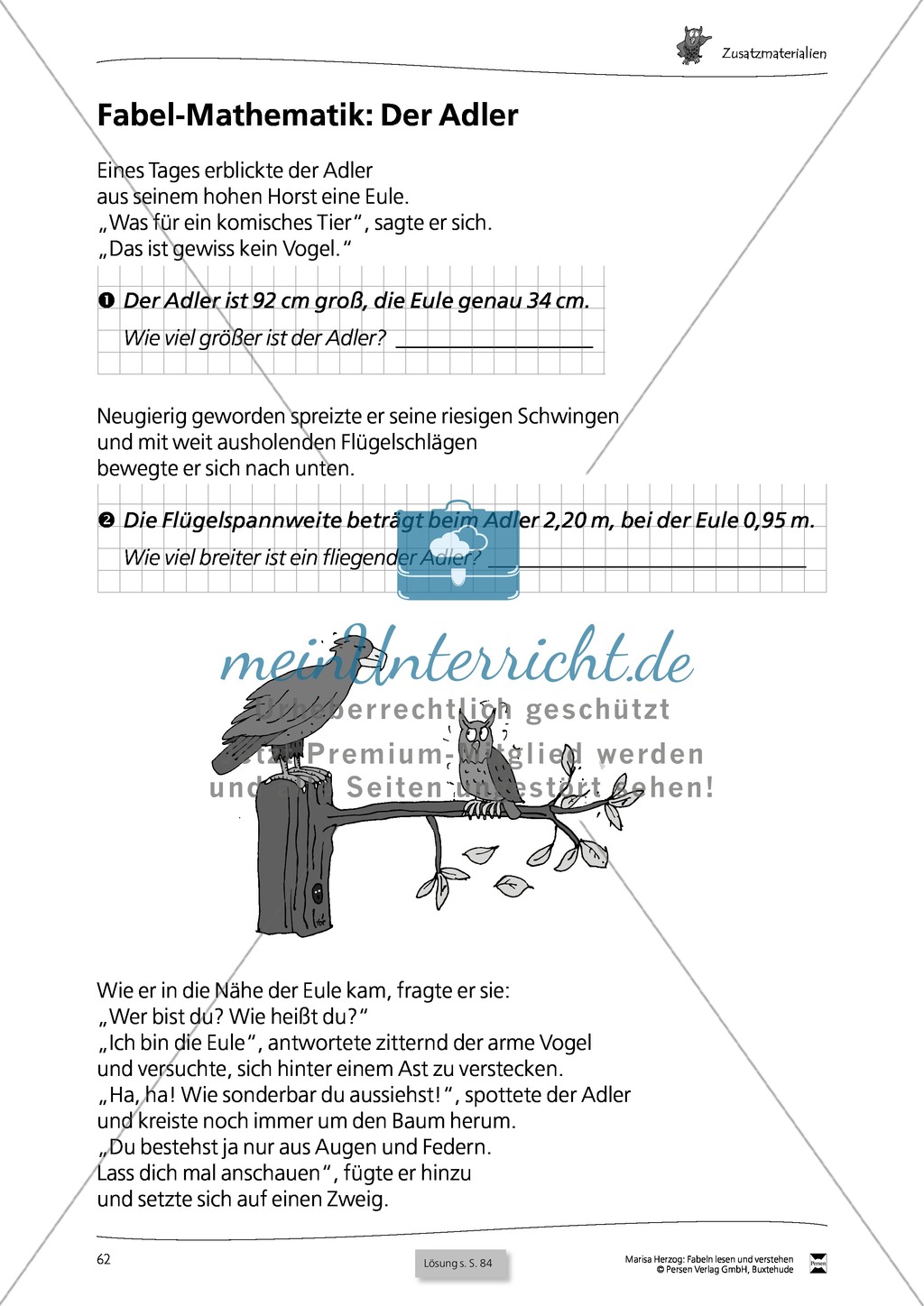 Fabel-Mathematik: Übungen + Lösungen Preview 1