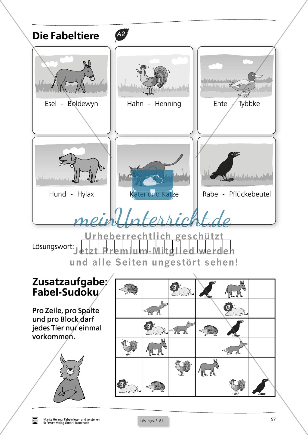 Fabeltiere: Übungen + Lösungen Preview 3