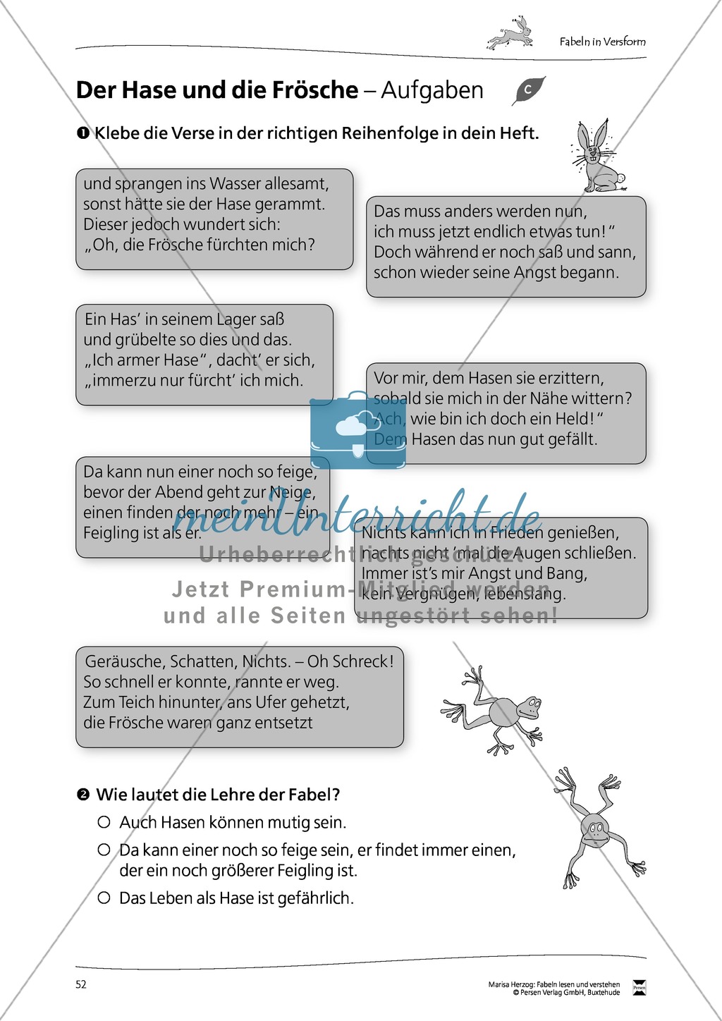 Fabel "Der Hase und die Frösche": Text + Übungen Preview 4