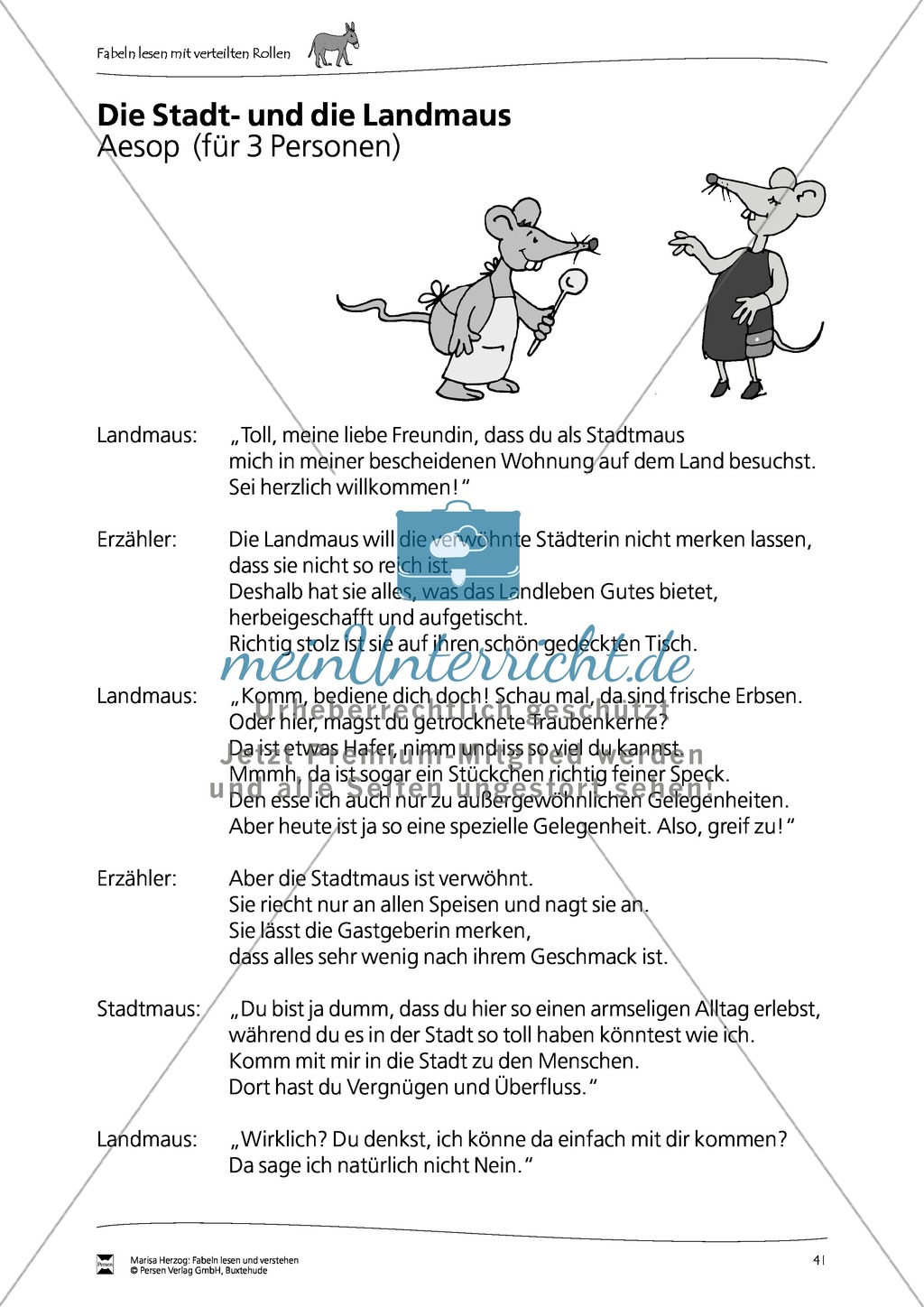 Fabel "Die Stadt- und die Landmaus" Preview 1
