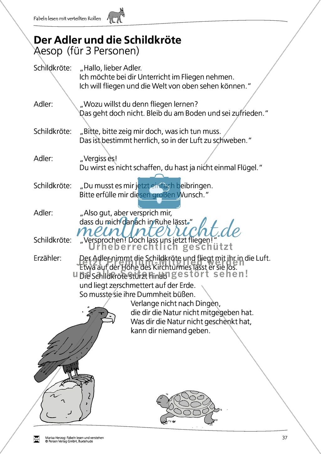 Fabel "Der Adler und die Schildkröte": Text Preview 1