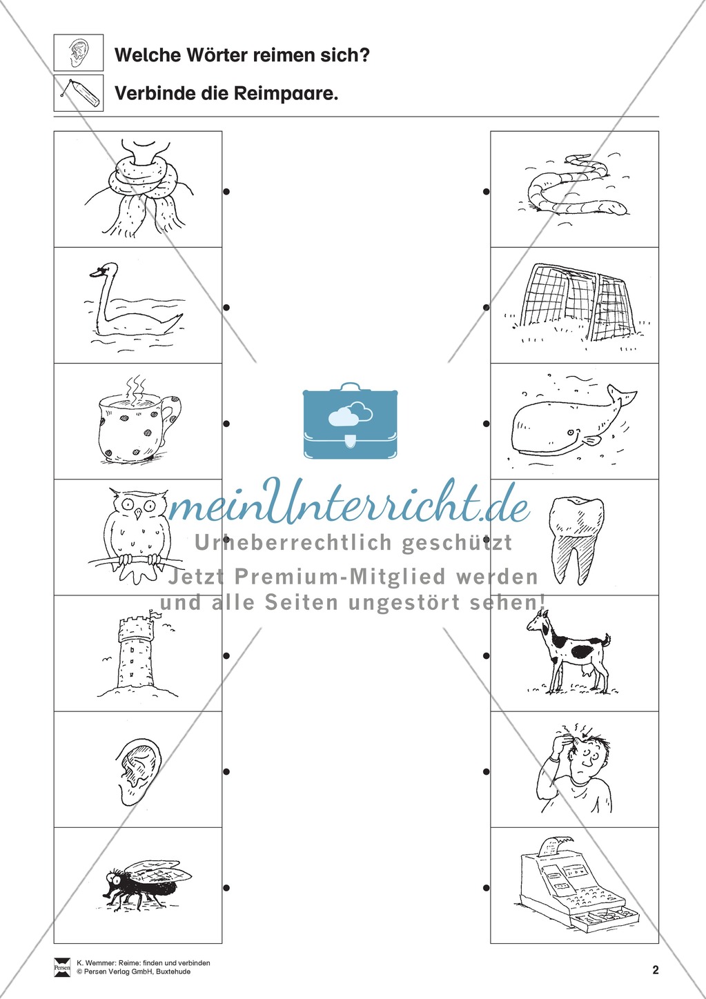 Reimpaare verbinden: Arbeitsblätter Preview 2