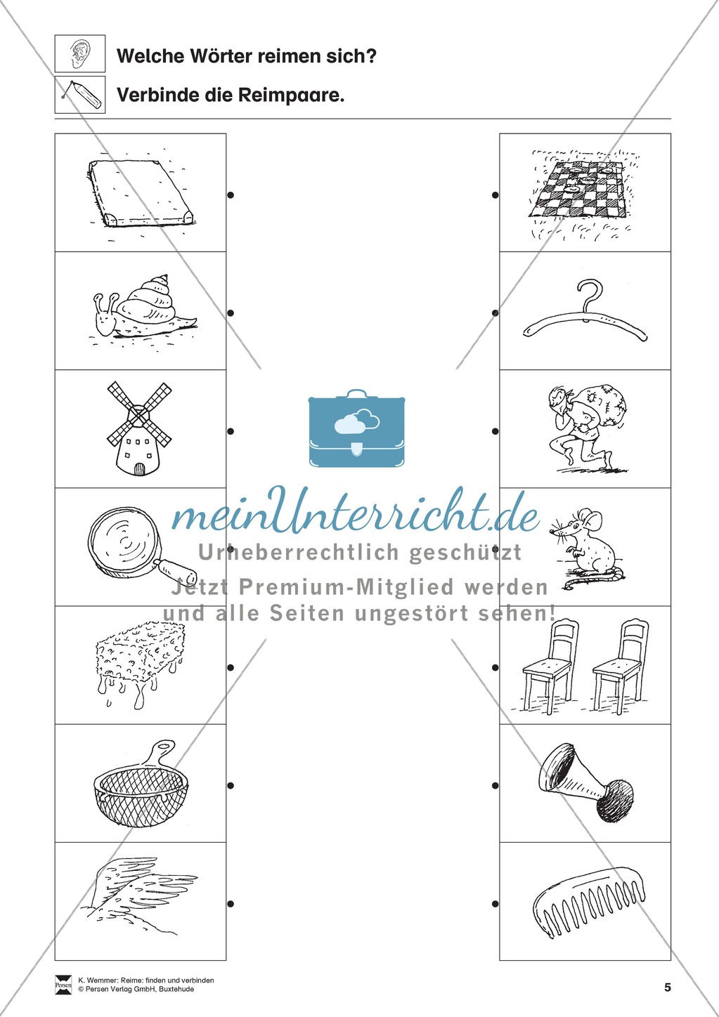 Reimpaare verbinden: Arbeitsblätter Preview 5