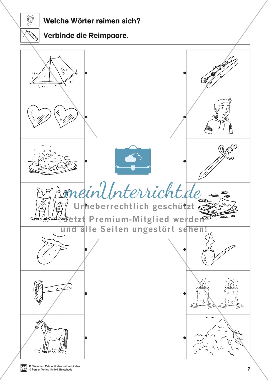 Reimpaare verbinden: Arbeitsblätter Preview 7
