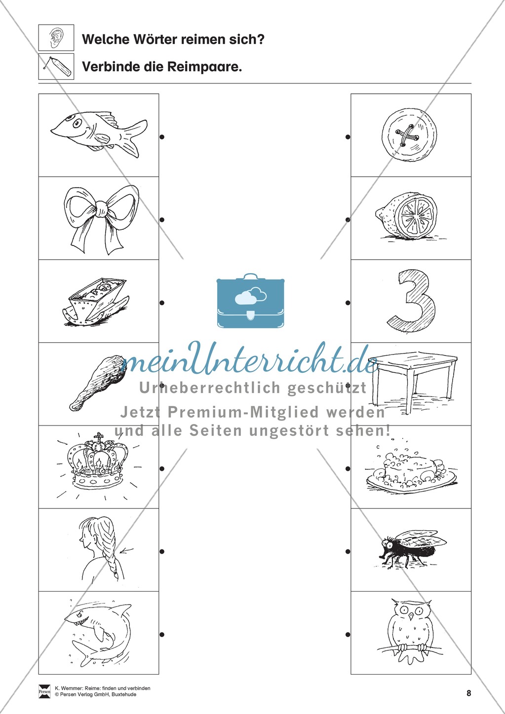 Reimpaare verbinden: Arbeitsblätter Preview 8