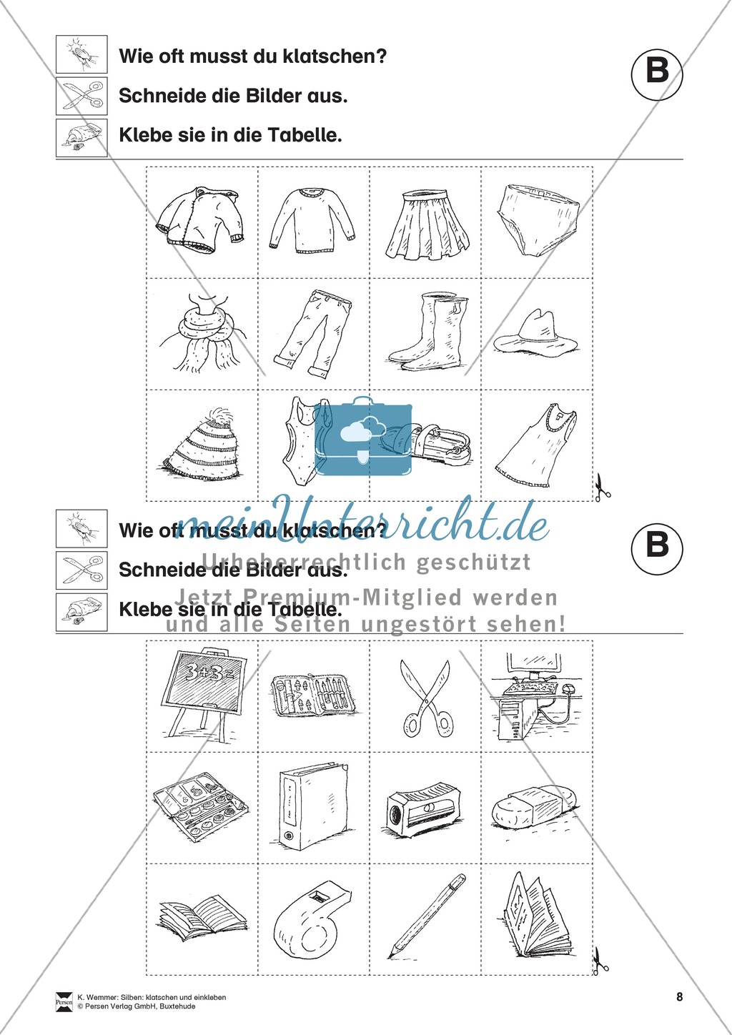 Silben: Klatschtabelle B und Arbeitsblätter Preview 4