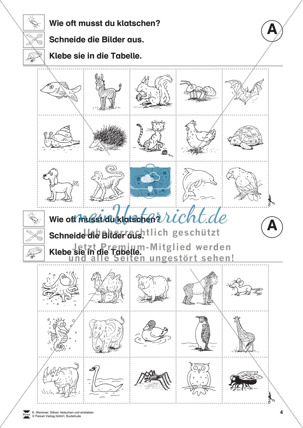 Klatschtabellen und Arbeitsblätter Preview 4