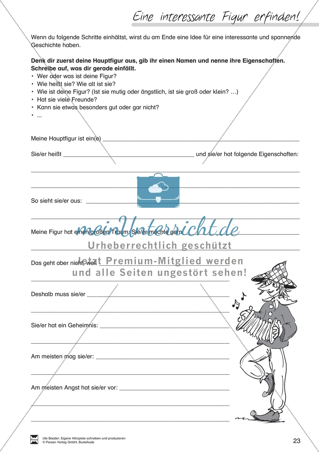 Figuren für Hörspiele entwickeln: Übungen Preview 1