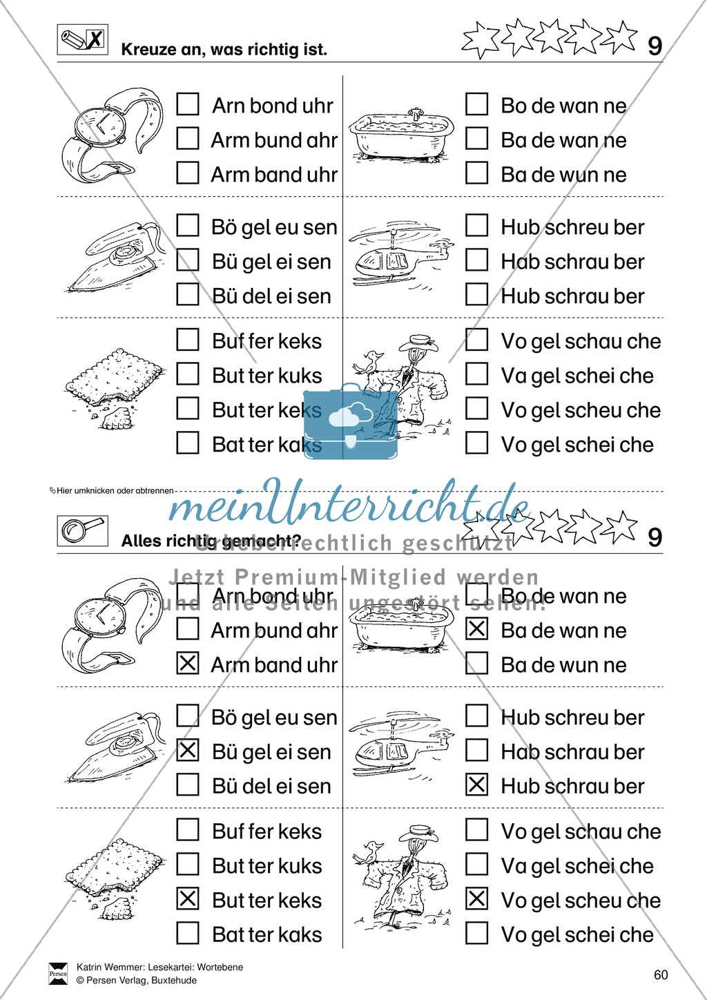 Leseförderung Wortebene: Schwierigkeitsgrad 5: Lesekartei mit Arbeitsblättern und Lösungen Preview 10