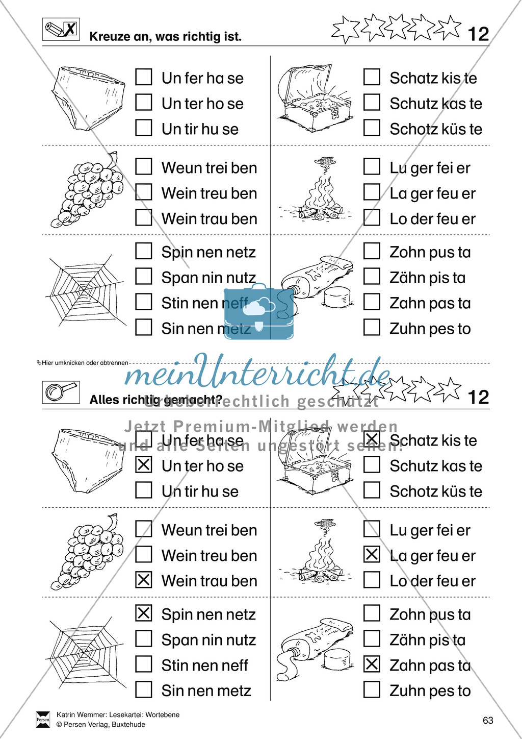 Leseförderung Wortebene: Schwierigkeitsgrad 5: Lesekartei mit Arbeitsblättern und Lösungen Preview 13