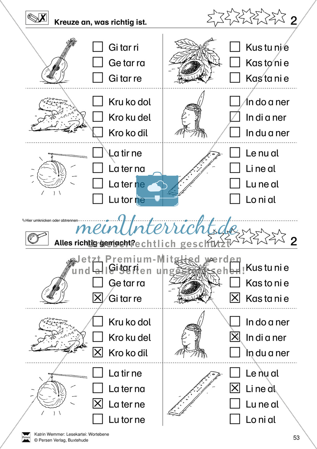 Leseförderung Wortebene: Schwierigkeitsgrad 5: Lesekartei mit Arbeitsblättern und Lösungen Preview 3