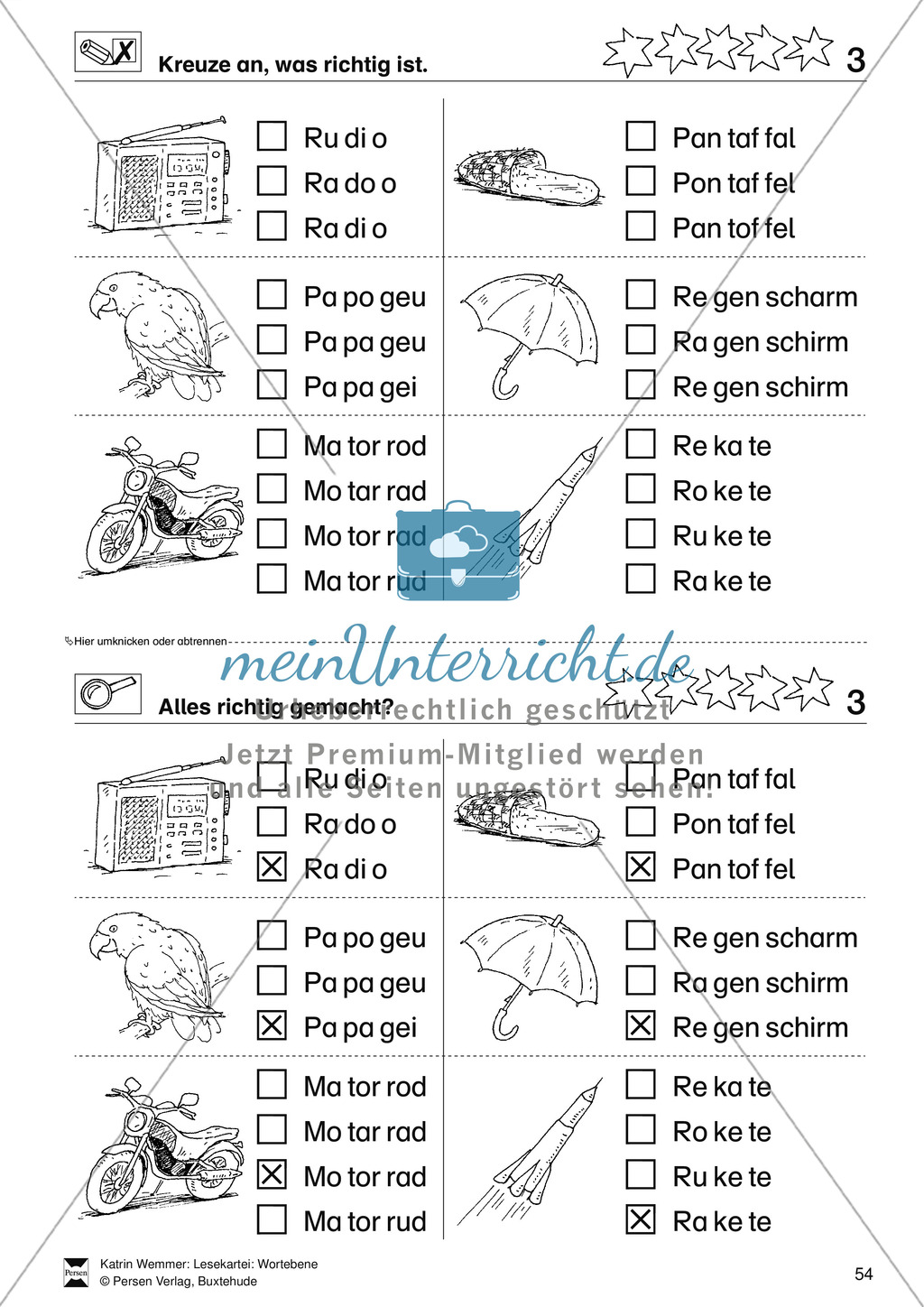 Leseförderung Wortebene: Schwierigkeitsgrad 5: Lesekartei mit Arbeitsblättern und Lösungen Preview 4