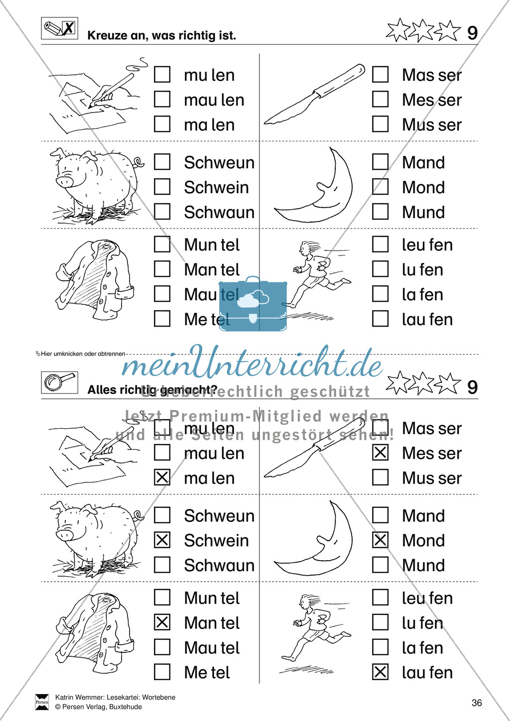 Leseförderung Wortebene: Schwierigkeitsgrad 3/4: Lesekartei mit Arbeisblättern und Lösungen Preview 10