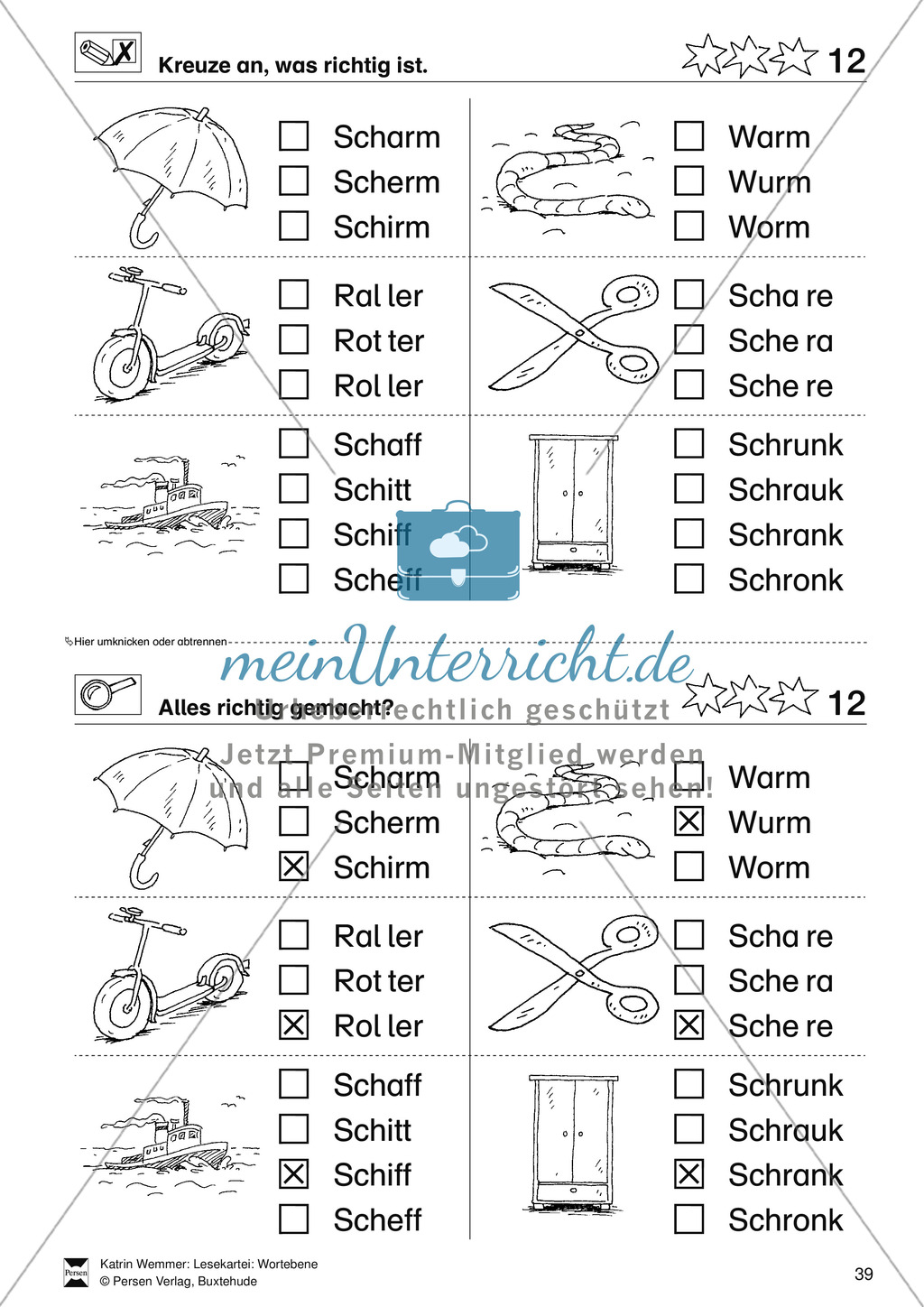 Leseförderung Wortebene: Schwierigkeitsgrad 3/4: Lesekartei mit Arbeisblättern und Lösungen Preview 13