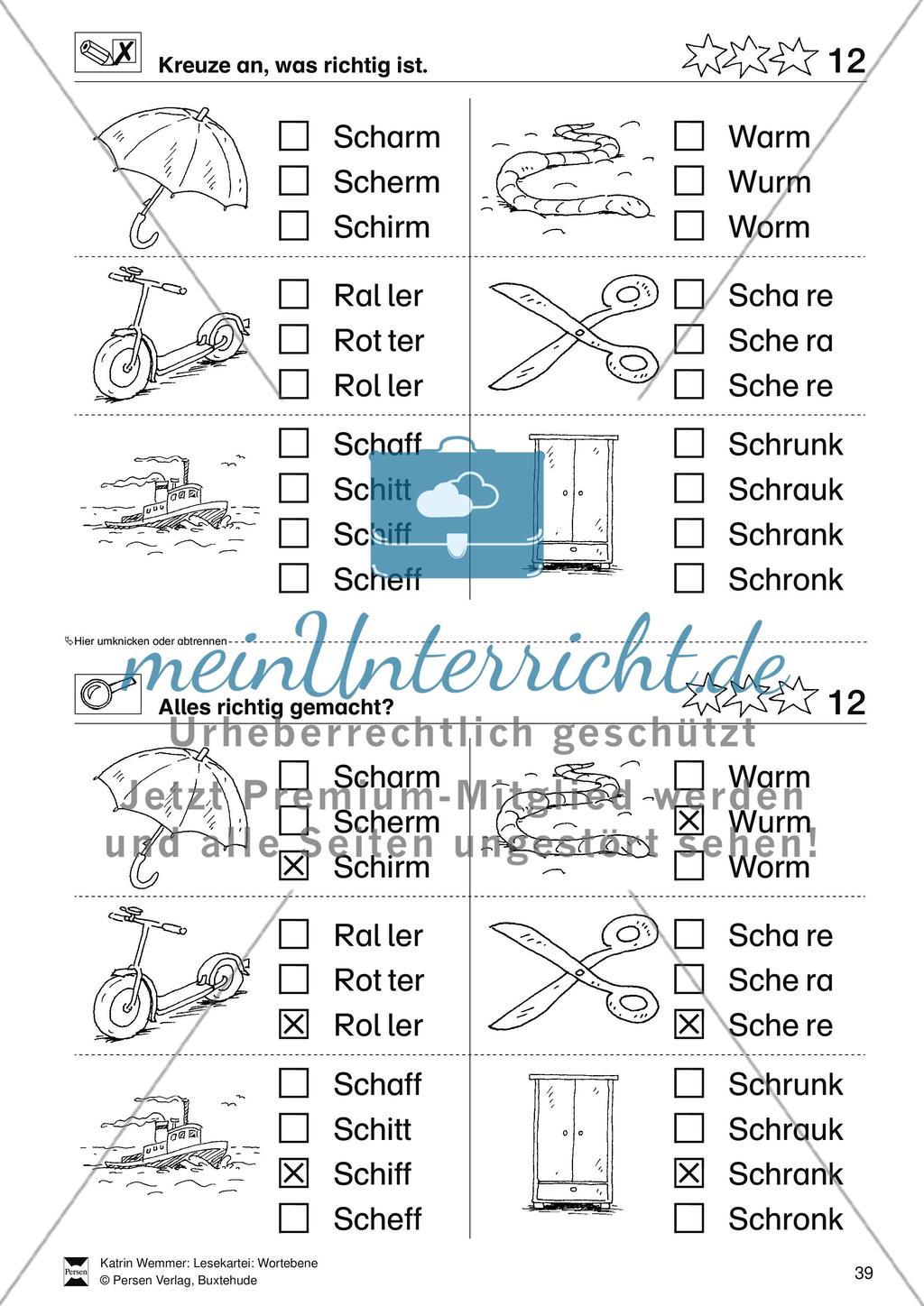 Leseförderung Wortebene: Schwierigkeitsgrad 3/4: Lesekartei mit Arbeisblättern und Lösungen Preview 13