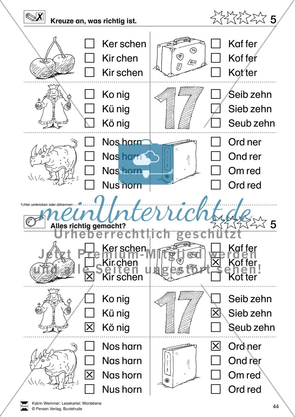 Leseförderung Wortebene: Schwierigkeitsgrad 3/4: Lesekartei mit Arbeisblättern und Lösungen Preview 18