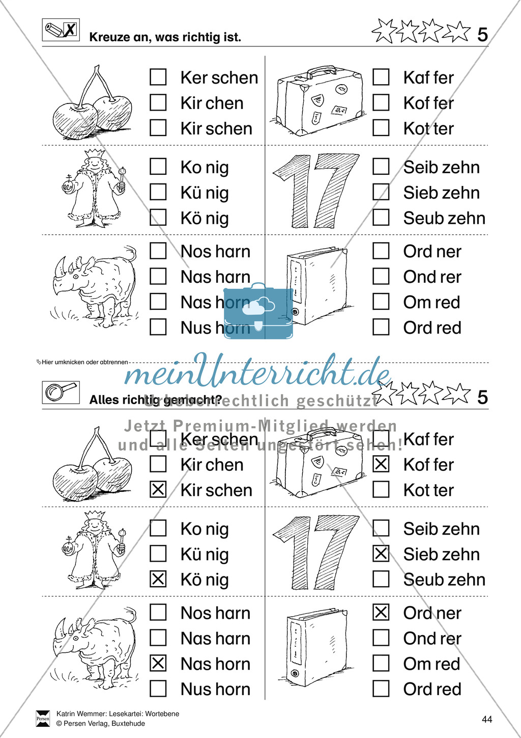 Leseförderung Wortebene: Schwierigkeitsgrad 3/4: Lesekartei mit Arbeisblättern und Lösungen Preview 18